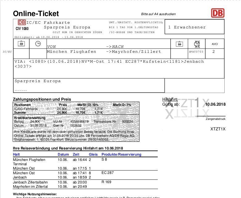 ドイツ鉄道のオンラインチケット