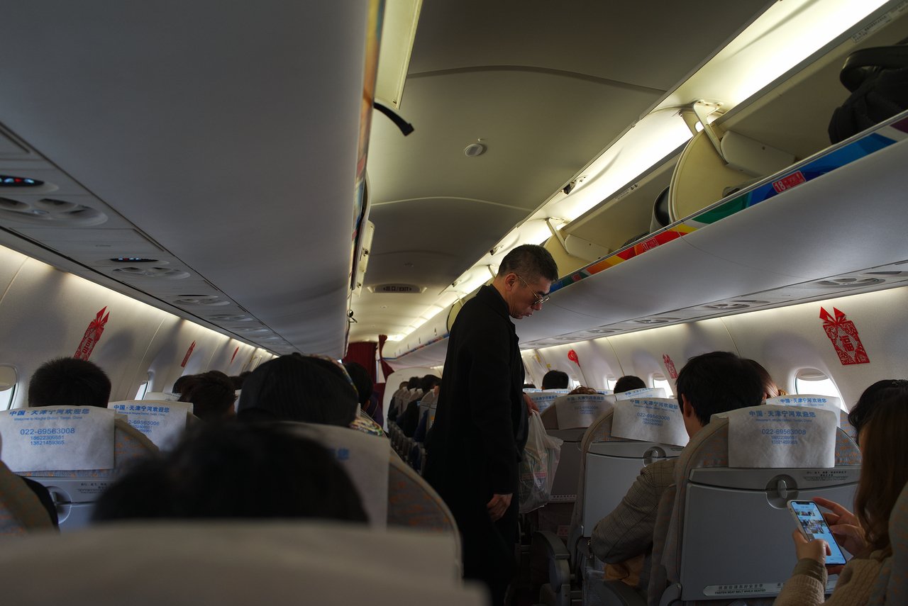 天津航空の天津→フフホト間の機内の様子